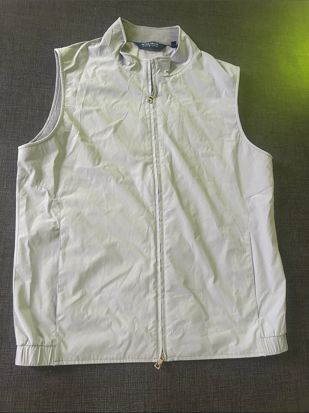 Light Gray Peter Millar Men's Medium Zip-Front Vest